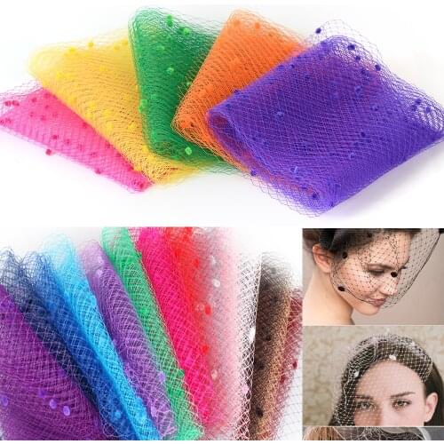 10" Width Birdcage Veil Netting Mesh Chenille Dot Party Millinery Performance Fascinator Hat DIY Accessory