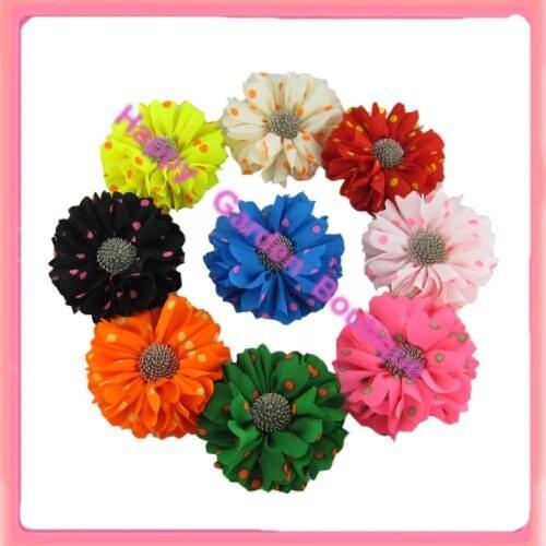 Hot sale !New 12pcss Fluorescents ploka dots silk flower