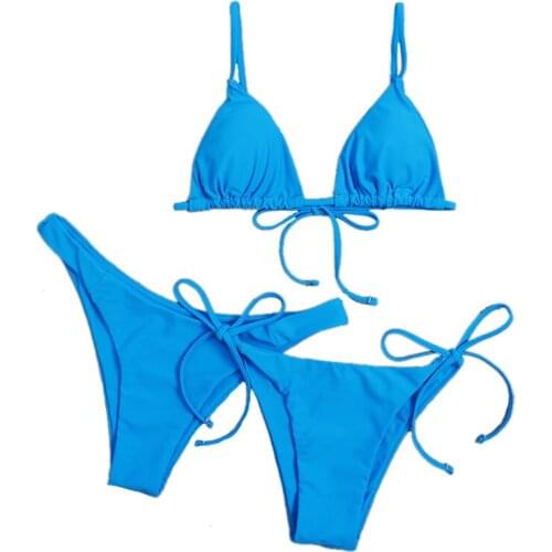 HUAYASX 3pcs Ladies Sexy Bikini Swimsuit Beach Sunbathing Solid Color Bikinis Suit New Swimsuit Ladies Underwear Lingerie Set