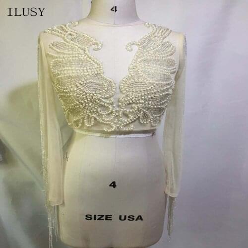 ILUSY Handmade Illusion Long Sleeve Beadings Fully Prom Dresses For Party With Tassels Vestido de festa