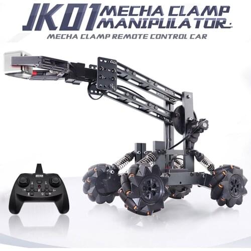 JK01 DIY 2.4GHz 14CH RC Grab Car Mecha Clamp Manipulator 4WD Engineering Vehicle with Light and Sound RC Car Gift for Kids Toy