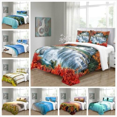 Bedding Set Duvet Cover Set and Pillowcases Twin Bedding Home Textile Hawaii Beach Scenery Linens 240/220