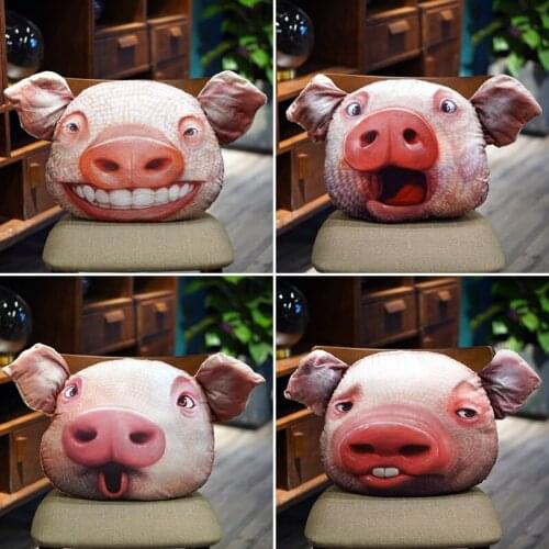 Creative Pig Head Pillow for Leaning on Sofa Car Bed Large Back Cushion Removable and Washable Cartoon Funny 50X40cm