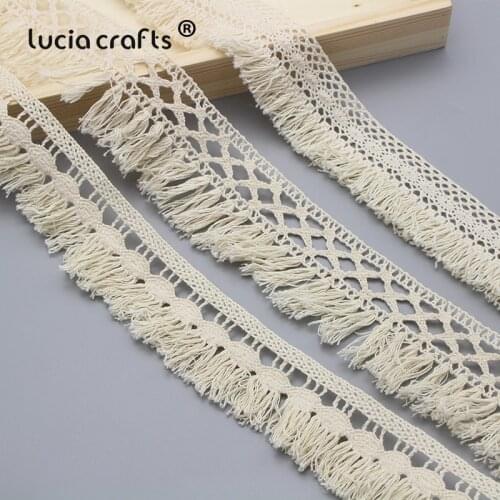 Lucia crafts 1y/2y/5yard Cotton Tassel Lace Trims Fabric DIY Sewing Handmade Accessories N0102