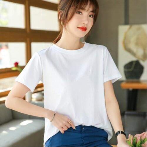 Summer womens solid color slim slimming casual T-shirt