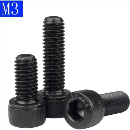 M3 x 0.5mm Black 12.9 Grade Alloy Steel Allen Hex Socket Cap Head Screw DIN912