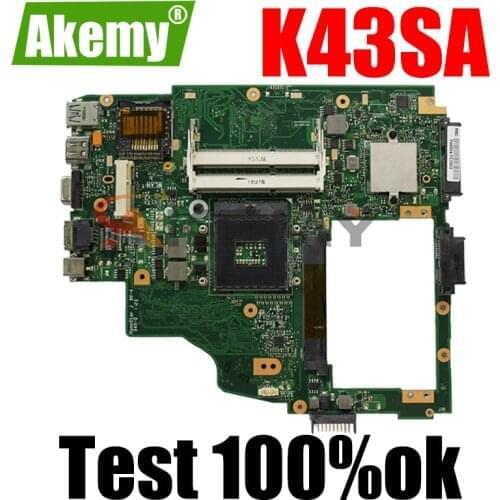 Akemy K43SA Laptop motherboard for ASUS K43S A43S X43SA A43SA K43 Test original mainboard