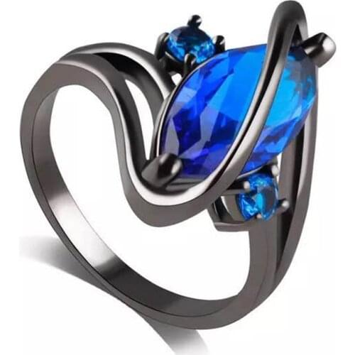 Milangirl Fashion Luxury Vintage Purple Zircon Crystal ful Rings For Women Wedding Engagement Jewelry Black Rings