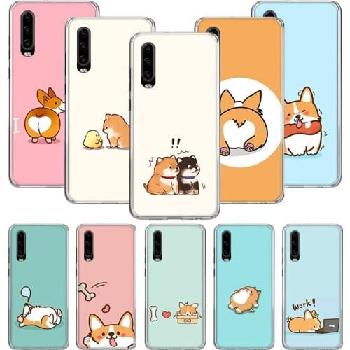 Cute Corgi Dog Case for Huawei P20 P30 P40 P Smart Z + P10 Mate 30 10 20 Lite Pro Silicone Shell Phone Coque Cover