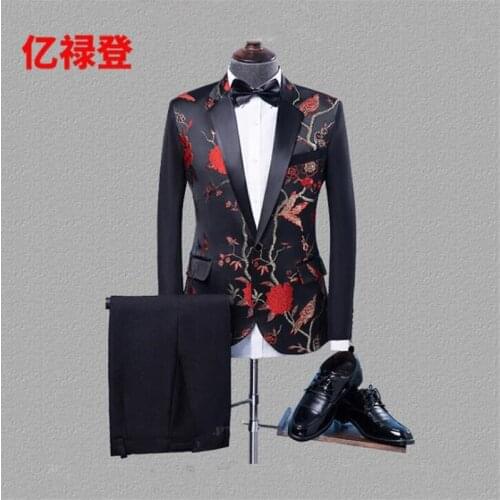 2021 new printed blazers mens suits embroidery clothing black fashion emcee host chorus vestido de noiva chaquetas de traje
