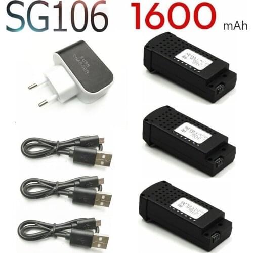 Original Drone Battery Charger Sets For SG106 1600mAh 3.7V Lipo Battery With 3-Port Charger RC Helicopter Quadcopter Spare Parts