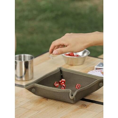 Desktop Jewelry Key Folding Storage Waxed Canvas Storage Tray Folding Catchall Box Tray For Keys Coin