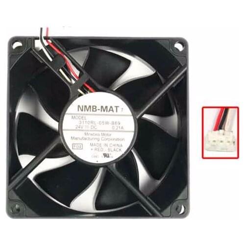 NMB-MAT 3110RL-05W-B69 F04 DC 24V 0.21A 80x80x25mm Server Cooling Fan