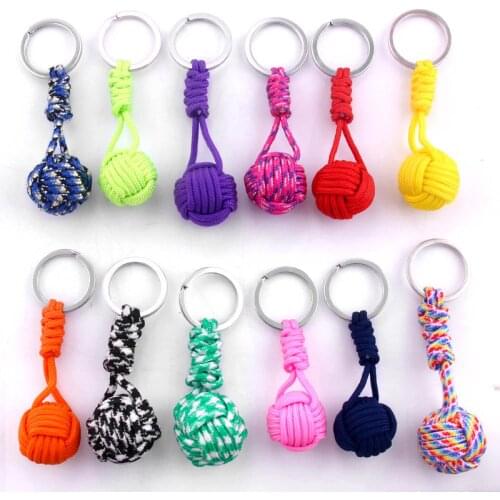New Woven Paracord Lanyard Keychain Outdoor Survival Parachute Rope Cord Ball Pendant Keyring key chain Key Holder Rings