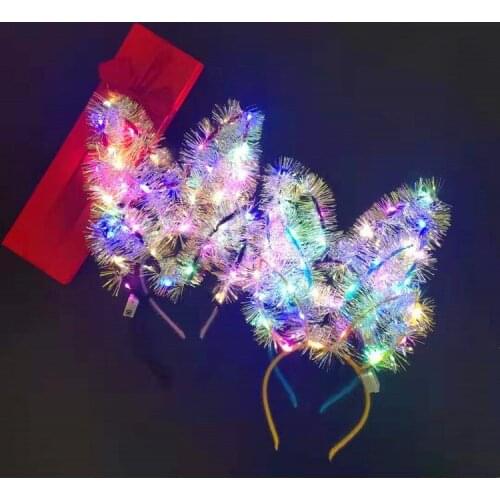 New style luminous hair band lengthened 14 lights flash gold ear led hair band scenic spot night market source wholesale