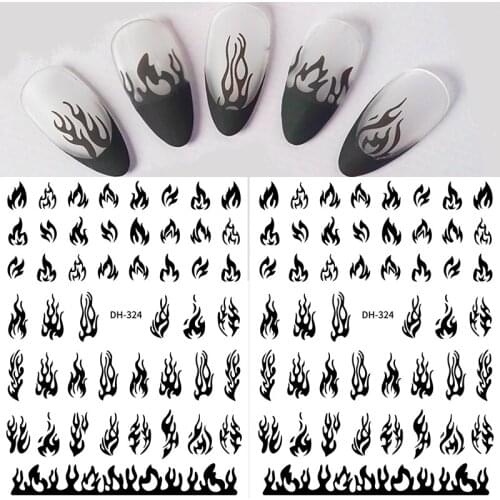 Black Fire Nail Polish Equipment Nail Stickers Set Nails Decorations Accesoires Nail Supplies Press On Nails Stickers and Decals
