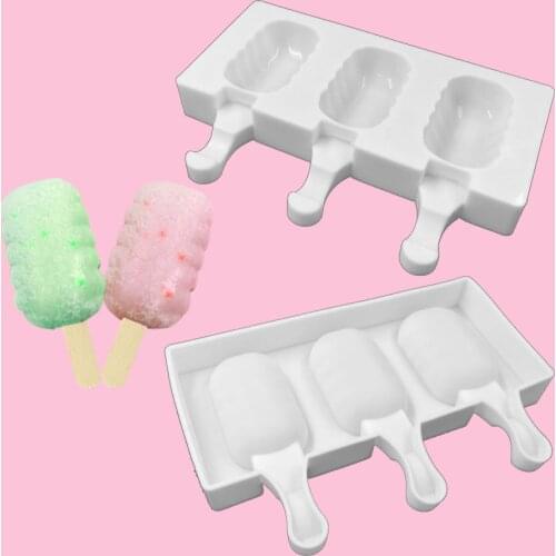 3 Even Oval Homemade Food Grade Silicone Ice Cream Mold Ice Lolly Moulds Freezer Ice Cream Bar Molds Maker