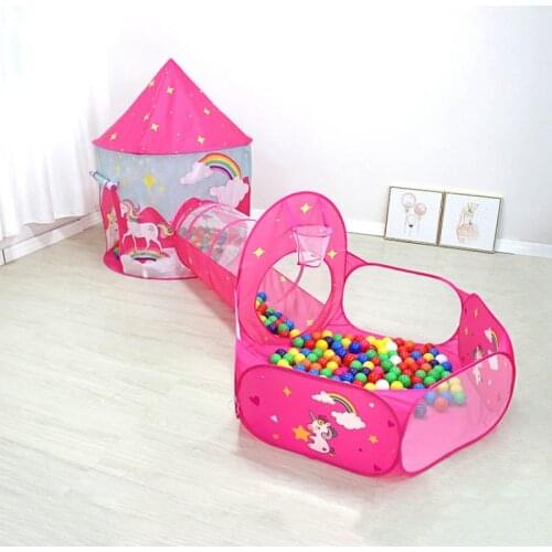 Children Tent Unicorn Three-Piece Playhouse Portable Tent Folding Girl Indoor Ocean Ball Pool kids Outdoor Play Tent Baby Gift
