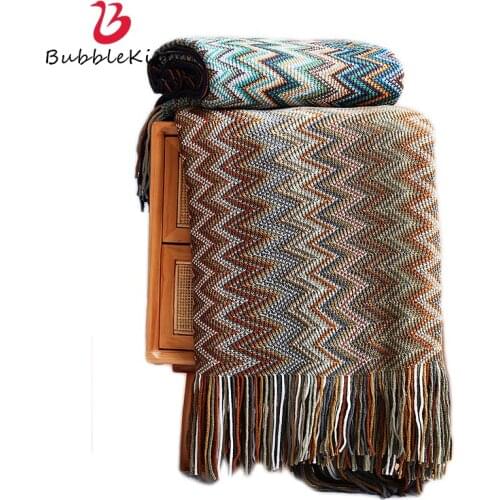 Bubble Kiss Swaddle Wrap Blankets Super Soft Color Tassel Design Throw Blanket Knitting Home Office Portable Blankets For Beds