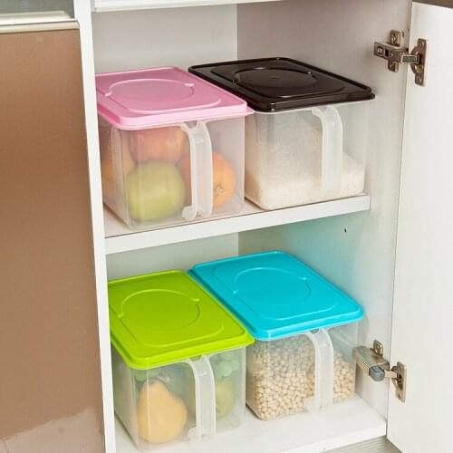 Plastic Food Storage Box Cabinets Refrigerator Creative Stackable Single Handle Kitchen Plastic Storage Tank Storage Box