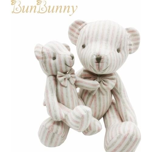 1 PC Premium Teddy Bear stuffed Animal Toys with Tie Lovely Baby Appease Doll PInk Strip Cotton Joint Bear Soft Cloth Toys