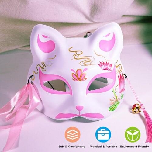 Full Face Party Mask Japanese Fox Cosplay Mask Masquerade Masks Festival Kabuki Costume Prop Halloween Decoration Party Supplies