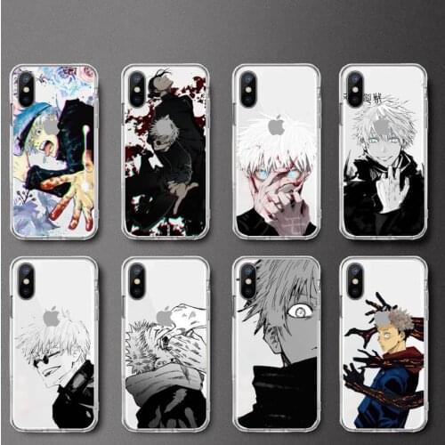 Anime Cartoon Jujutsu Kaisen Phone Case Transparent for iPhone 6 7 8 11 12 s mini pro X XS XR MAX Plus