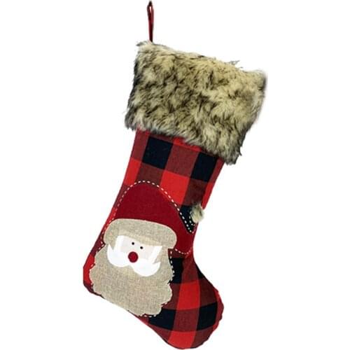 Christmas Stocking Candy Present Storage Bag Decor Props Santa Claus Snowman Elk Socks for Home New Year Christmas Tree