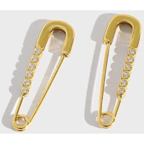 Korean S925 Sterling Silver Earrings INS Simple Pin Shape Earrings Punk Two-tones Silver 925 Stud Earrings Fine Jewelry