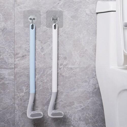 Silicone Wall-Mounted Long Handle Toilet Brushes No Dead CornersToilet Brush for Bathroom Toilet Cleaning Brush Golf Brush Head
