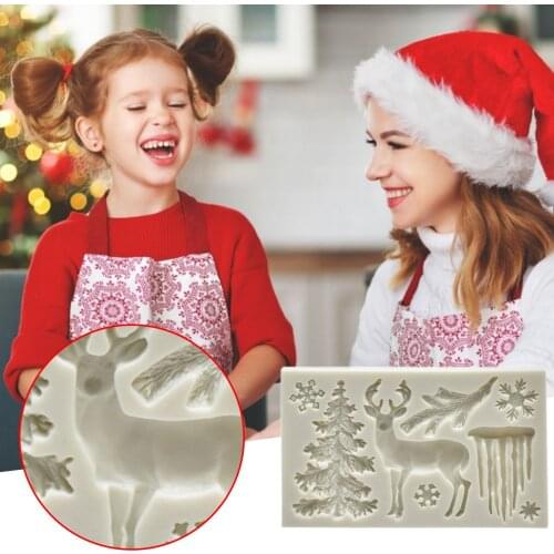 Christmas Tree Elk Snowflake Shape Silicone Mold Diy Jelly Crystal Soap Mould Cake Tool Snow Fondant Christmas Winter Decoration
