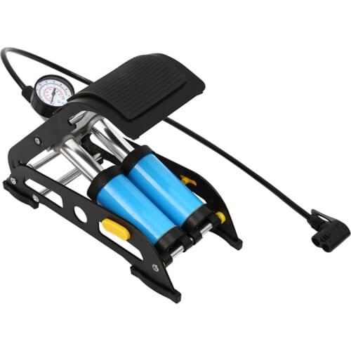 2-In-1 Folding Air Pump with Barometer in High Pressure Pump with Dual Cylinder Portable Inflatable Cylinder Inflation Pump