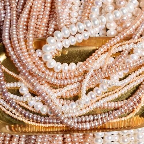 Fine 100% Natural Freshwater Pearl Buttons Shape Loose Beads For Jewelry Making DIY Bracelet Necklace 4-10mm Strand Length 15