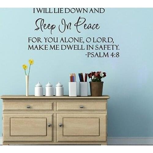 DIY Vinyl Quote Wall sticker I WILL LIE DOWN AND Sleep In Peace Bible Verse Wall sticker Art Words decal Home Decor