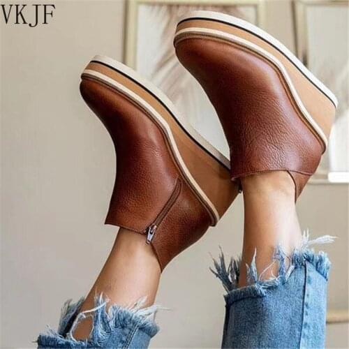 VKJF Women's Wedge Ankle Boots