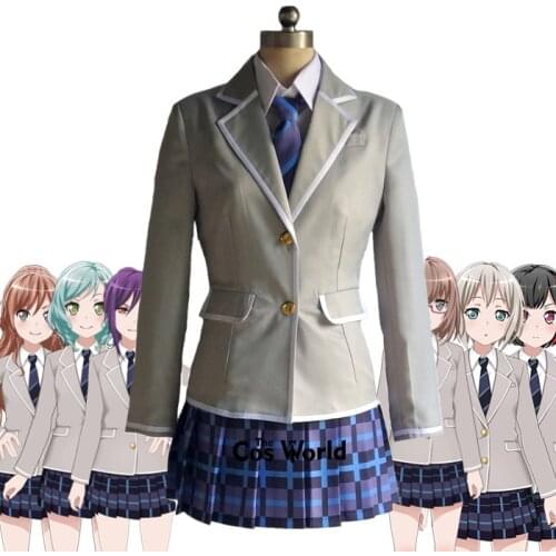 BanG Dream! 2nd Year Aoba Moca Hikawa Hina Imai Lisa Mitake Ran Winter School Uniform Outfit Anime Customize Cosplay Costumes