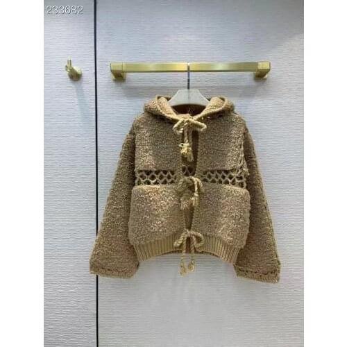 Vintage Autumn Winter 2021 Women Coat Outwear Womens Luxury Hooded Hollow Out Solid Hot Sale Ladies Jackets Coat