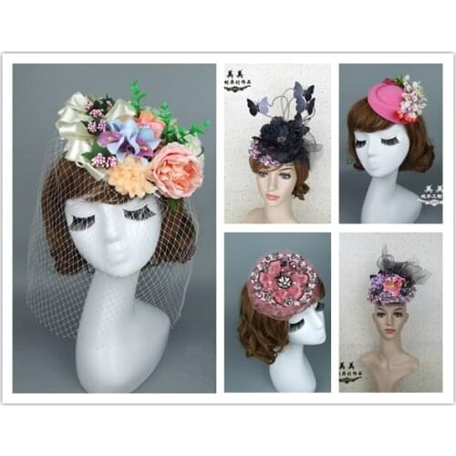 Handmade Fairy Flower Fascinator Hat Hair Clip for Women Butterfly Flower Headpiece Ladies Fancy Show Cocktail Party Headdress