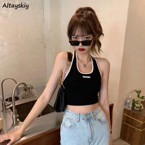 Camis Women Halter Backless Sexy Streetwear Cropped Tops Off-shoulder All-match Ins Ulzzang Leisure Chic Female Summer Camisole