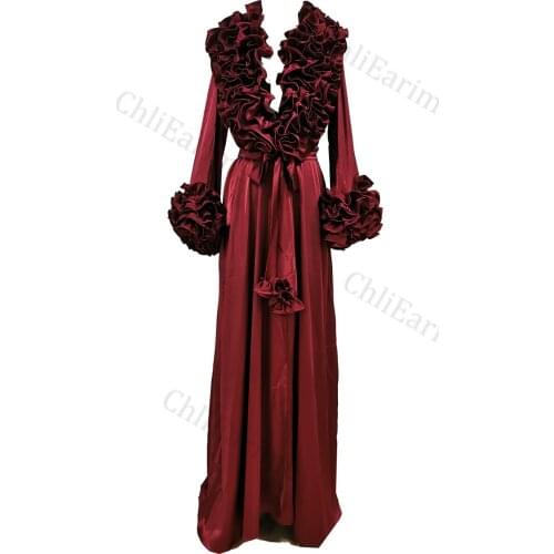 Womens silk high-end floral belt dress long dress