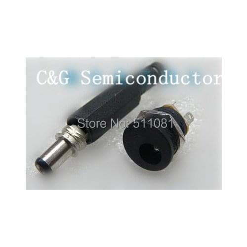 10pcs 2.1x5.5mm DC Power Female Plug Jack + 10pcs Male Plug Jack Connector Socket Adapter