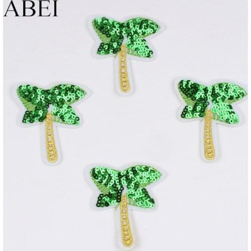 10pcs/lot Cartoon Coconet Tree Patch Fashion Clothes Stickers DIY Iron On Sew On Sequined Patches Sewing Appliques