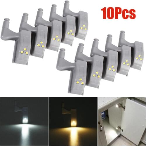10Pcs LED Inner Hinge Lamp Under Cabinet Light Universal Wardrobe Cupboard Sensor Lights for Bedroom Kitchen Closet Night Light