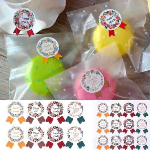 120Pcs/lot Garland Seal Stickers Gift Bag Candy Box Stickers Sealing Paste Stickers with Hand Made Thank You Letter Pattern