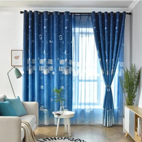 2021 Living Room Dining Room Bedroom Cartoon Astronaut Universe Starry Sky Star Shade Finished Curtain