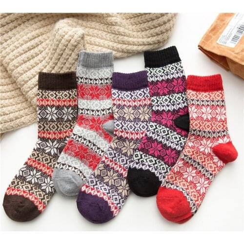 5 pairs/set Christmas Snow Short Socks Set Men Women Wool Winter Spring Autumn Breathable Thick Warm Socks Unisex calcetines