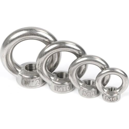 50PCS/LOT) SUS304 Metric Thread M3 M4 M5 M6 M8 Marine Stainless Steel Lifting Eye Nut Rings Bolts A2-70 Fastener