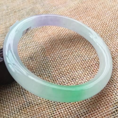 55.2mm Certified (Grade A) Natural ice Green Jadeite JADE Bracelet Bangle 59952