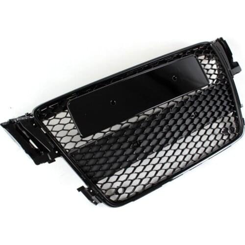 A5 RS5 S5 S Line Black ABS Car Front Mesh Grill Grille for Audi A5 2Door 4Door 2007-2011 RS5 Black or Chrome Emblem