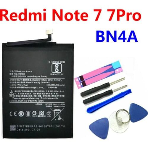 2021 New High Quality BN4A Battery Repalcement For Xiaomi Redmi Note 7 Note 7Pro Mobile Phone + Free Tools